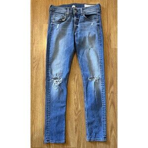 rag & bone Blue Distressed Ankle Jeans